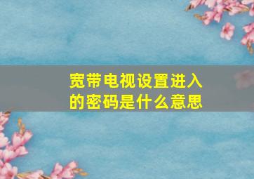 宽带电视设置进入的密码是什么意思