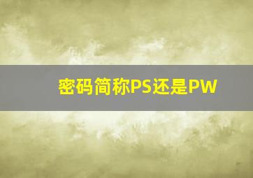 密码简称PS还是PW