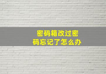 密码箱改过密码忘记了怎么办