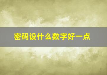 密码设什么数字好一点