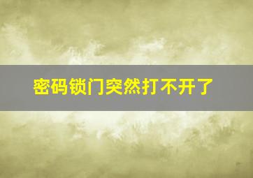 密码锁门突然打不开了