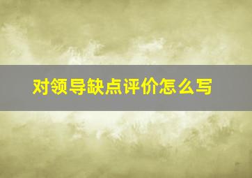 对领导缺点评价怎么写