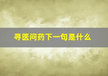 寻医问药下一句是什么