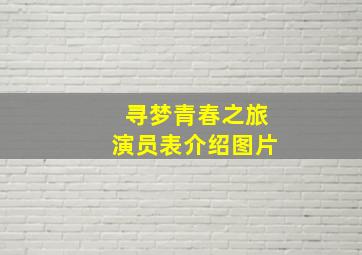 寻梦青春之旅演员表介绍图片