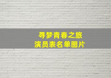 寻梦青春之旅演员表名单图片