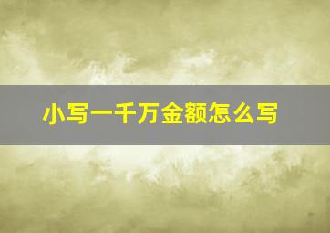 小写一千万金额怎么写