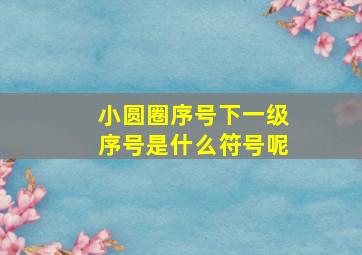 小圆圈序号下一级序号是什么符号呢