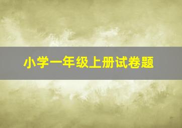 小学一年级上册试卷题