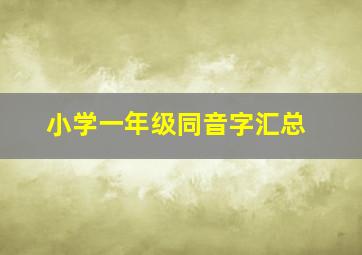 小学一年级同音字汇总