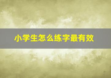 小学生怎么练字最有效