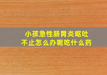 小孩急性肠胃炎呕吐不止怎么办呢吃什么药