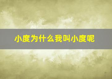 小度为什么我叫小度呢