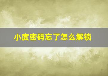 小度密码忘了怎么解锁