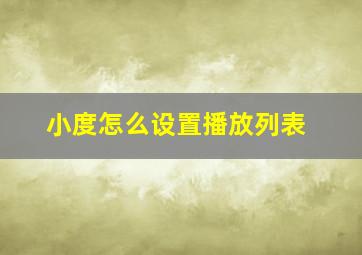 小度怎么设置播放列表