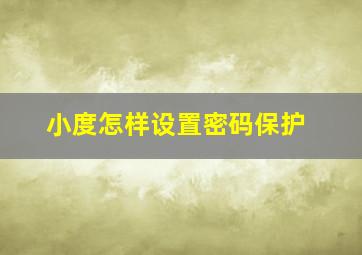 小度怎样设置密码保护