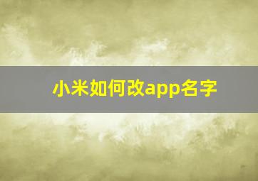 小米如何改app名字