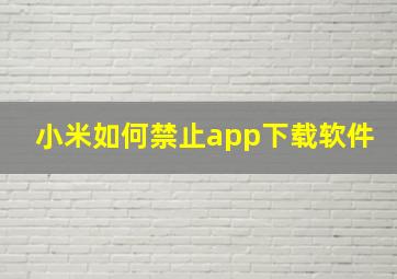 小米如何禁止app下载软件