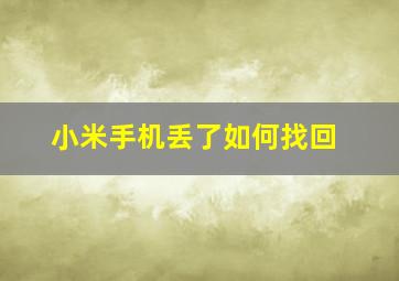 小米手机丢了如何找回