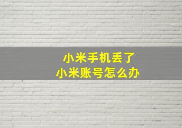 小米手机丢了小米账号怎么办