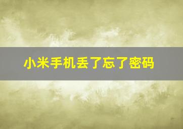 小米手机丢了忘了密码