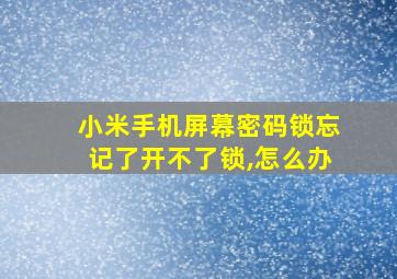 小米手机屏幕密码锁忘记了开不了锁,怎么办