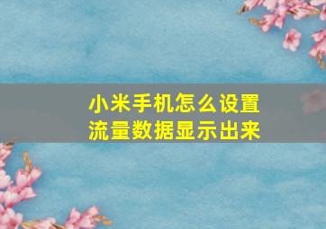 小米手机怎么设置流量数据显示出来