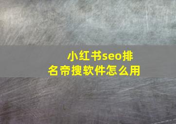 小红书seo排名帝搜软件怎么用