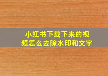 小红书下载下来的视频怎么去除水印和文字