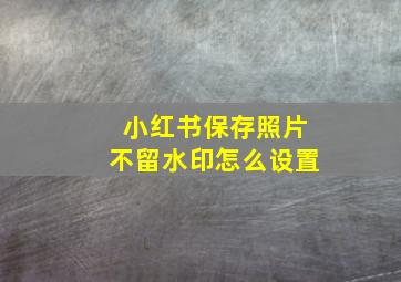 小红书保存照片不留水印怎么设置