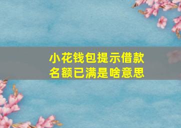 小花钱包提示借款名额已满是啥意思