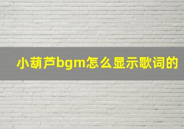 小葫芦bgm怎么显示歌词的