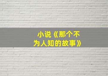 小说《那个不为人知的故事》