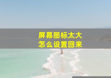 屏幕图标太大怎么设置回来