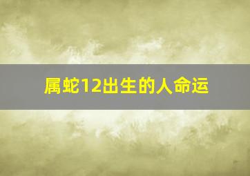 属蛇12出生的人命运