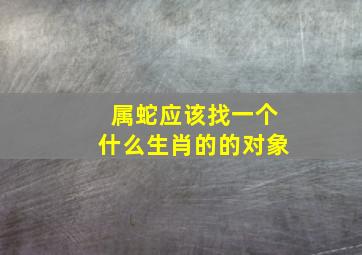 属蛇应该找一个什么生肖的的对象