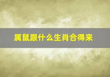 属鼠跟什么生肖合得来