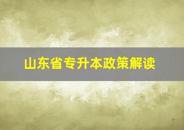 山东省专升本政策解读