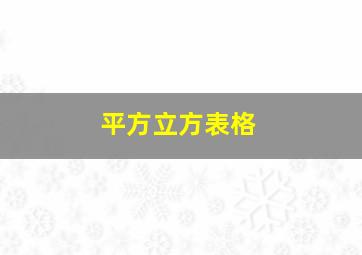 平方立方表格