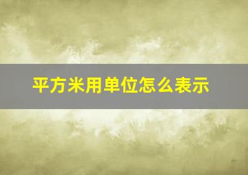 平方米用单位怎么表示