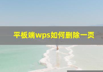 平板端wps如何删除一页