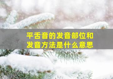 平舌音的发音部位和发音方法是什么意思