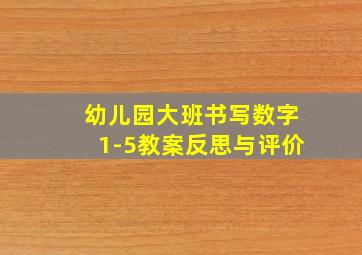 幼儿园大班书写数字1-5教案反思与评价