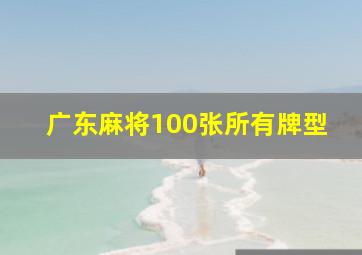 广东麻将100张所有牌型