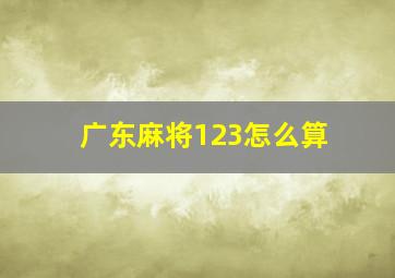 广东麻将123怎么算