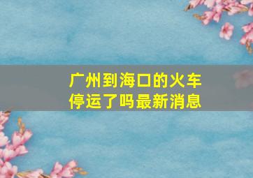 广州到海口的火车停运了吗最新消息