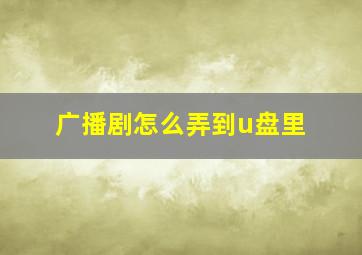 广播剧怎么弄到u盘里