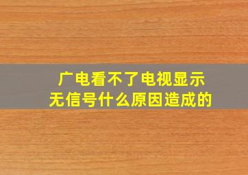 广电看不了电视显示无信号什么原因造成的