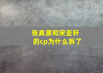 张真源和宋亚轩的cp为什么拆了