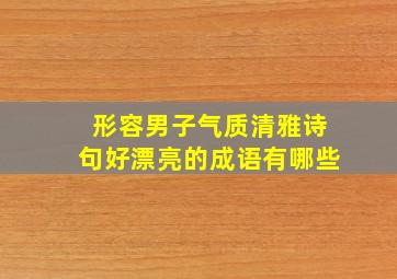 形容男子气质清雅诗句好漂亮的成语有哪些