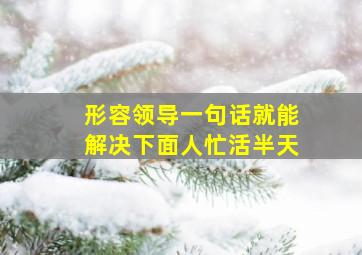 形容领导一句话就能解决下面人忙活半天